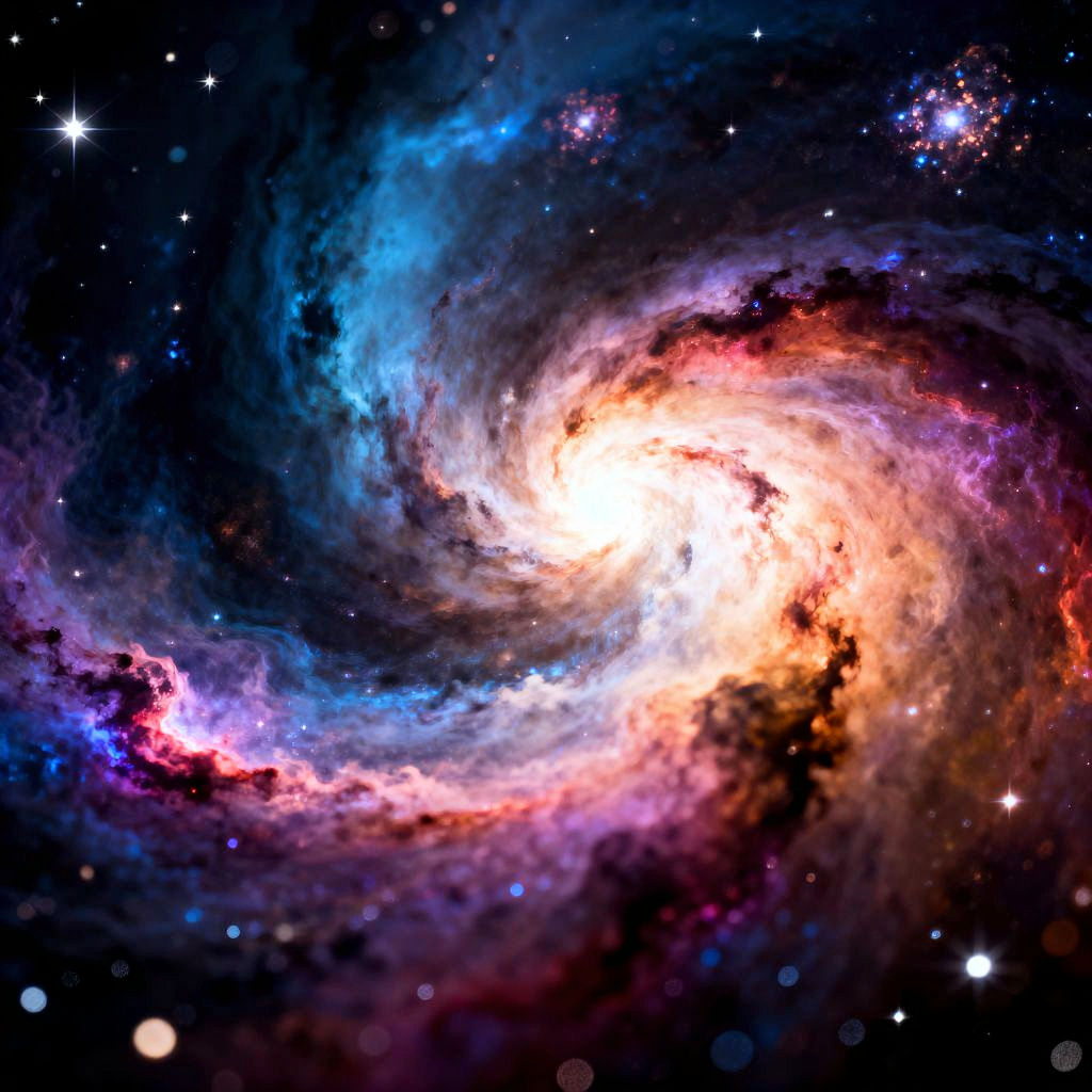 Abstract Cosmic Swirls in Deep Space Nebula