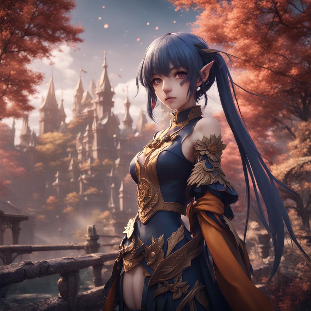 Anime Girl Matte Painting in Detailed Style