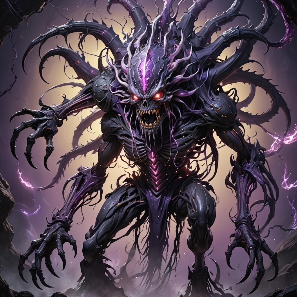 Dark Fantasy Monster with Purple Light