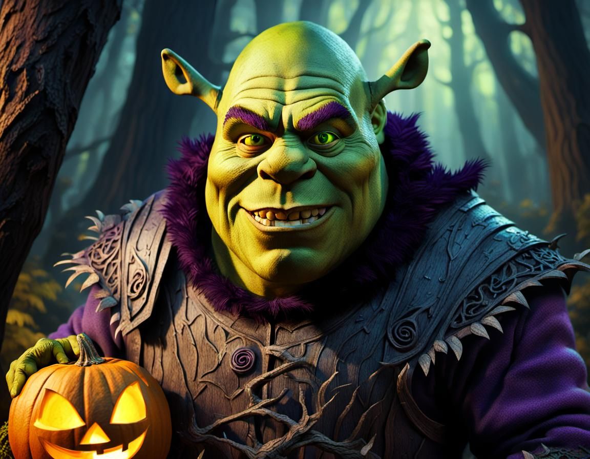 Halloween Shrek Portrait in Dark Fantasy Style