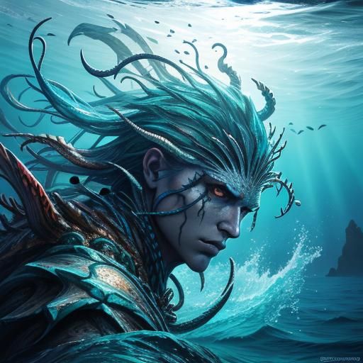 Hyperrealistic Ocean Creatures in Splash Art Style