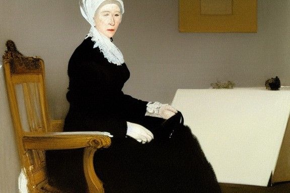 Elegant Portrait of an Old Woman in Black Dress