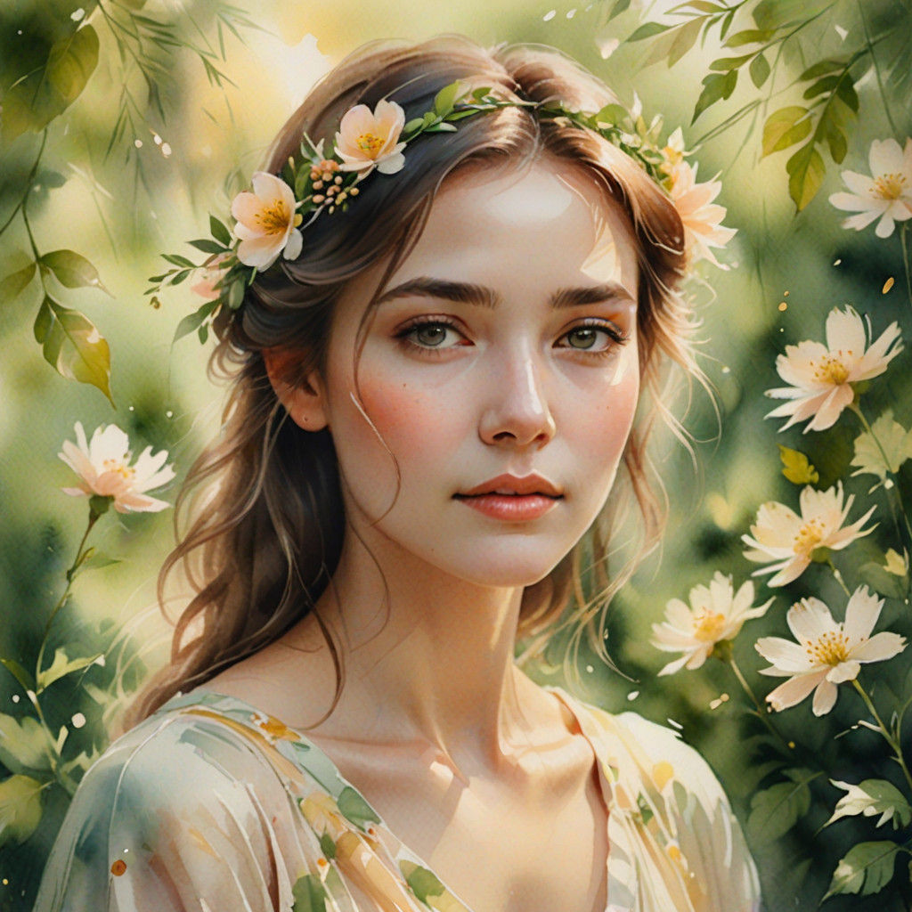 Soft Focus Portrait in Watercolor Style