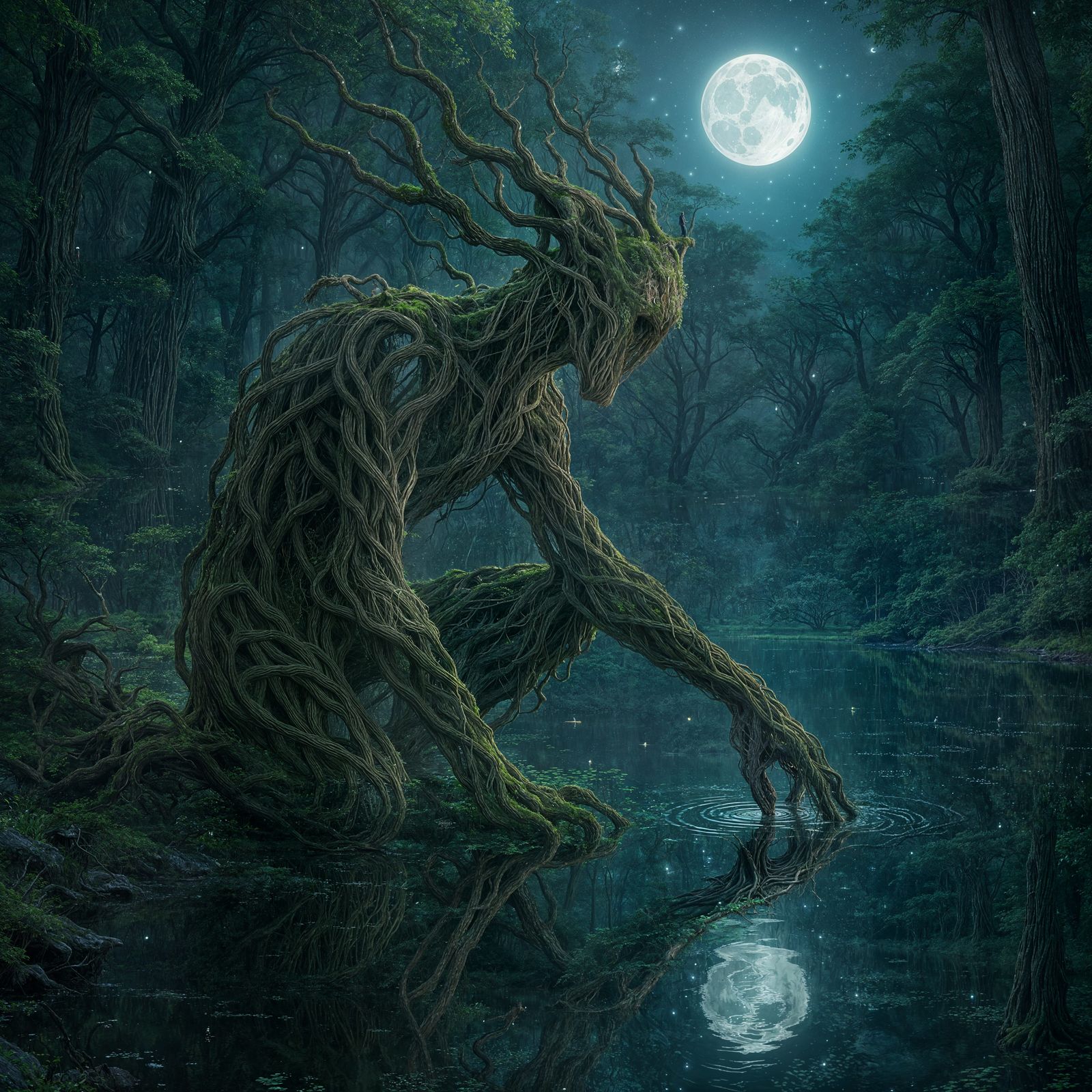 Enchanted Ent Contemplates in Majestic Forest Glade