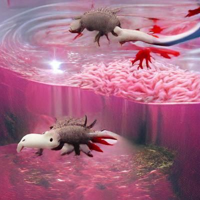 Axolotl in a Surreal Sea