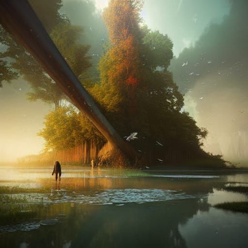 Pristine Landscape in 3D Album Art Style