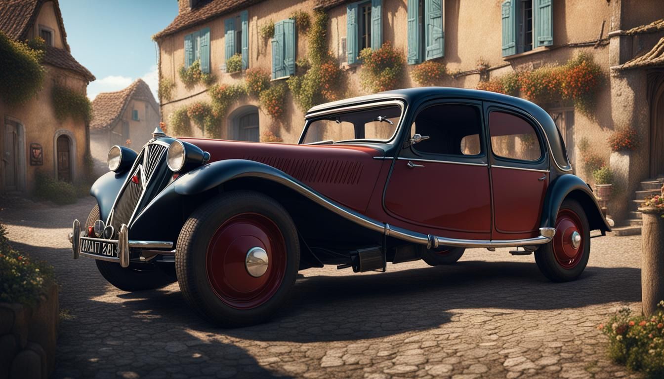 Classic Citroen in Quaint French Village