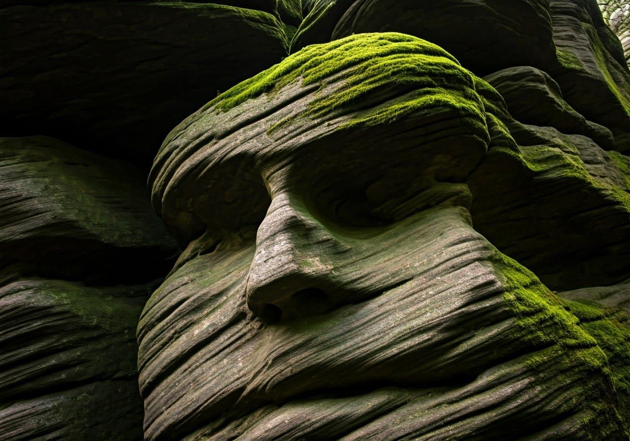 Weathered Rock Formation in Abstract Portrait Style
