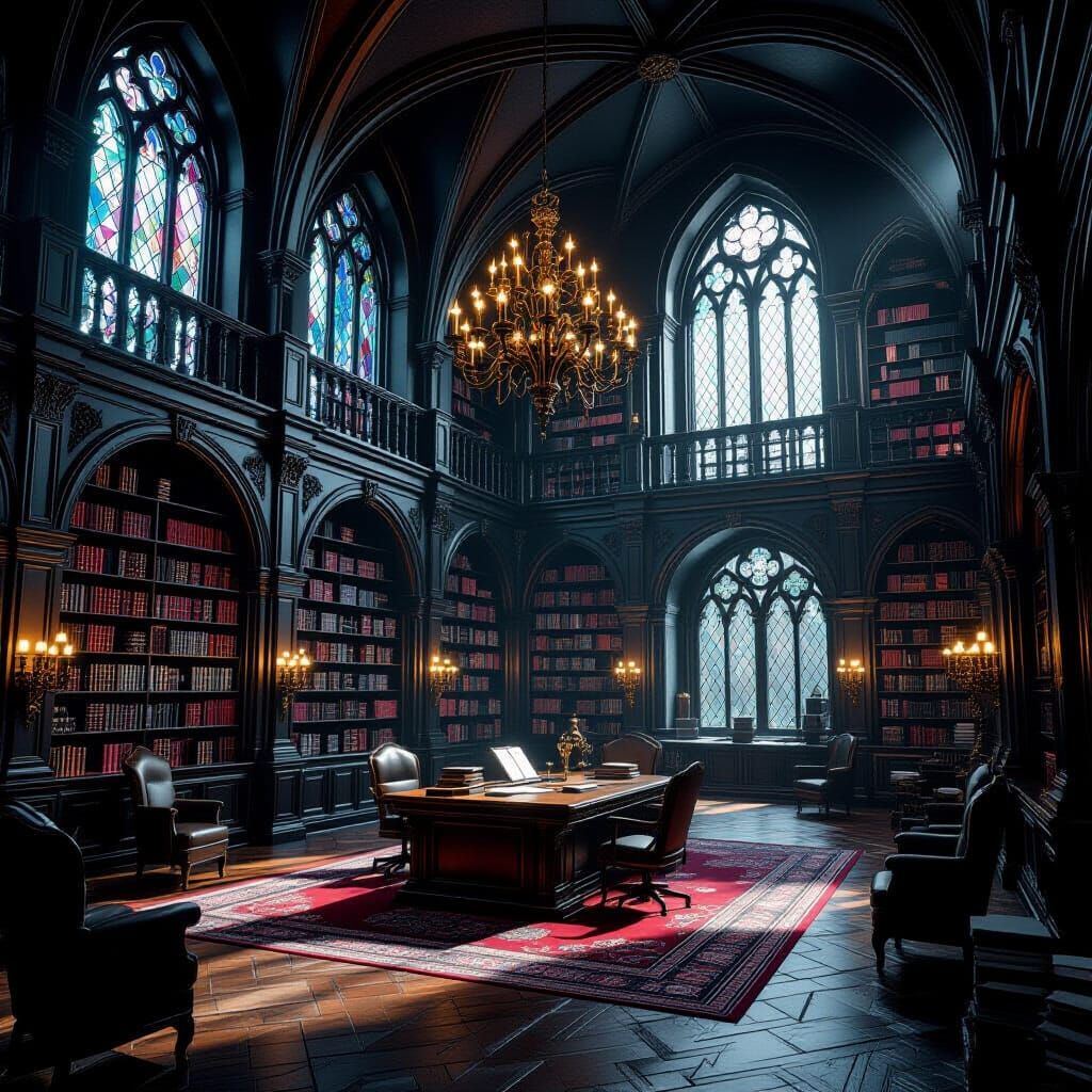 Gothic Reading Room Concept Art in Unreal Engine