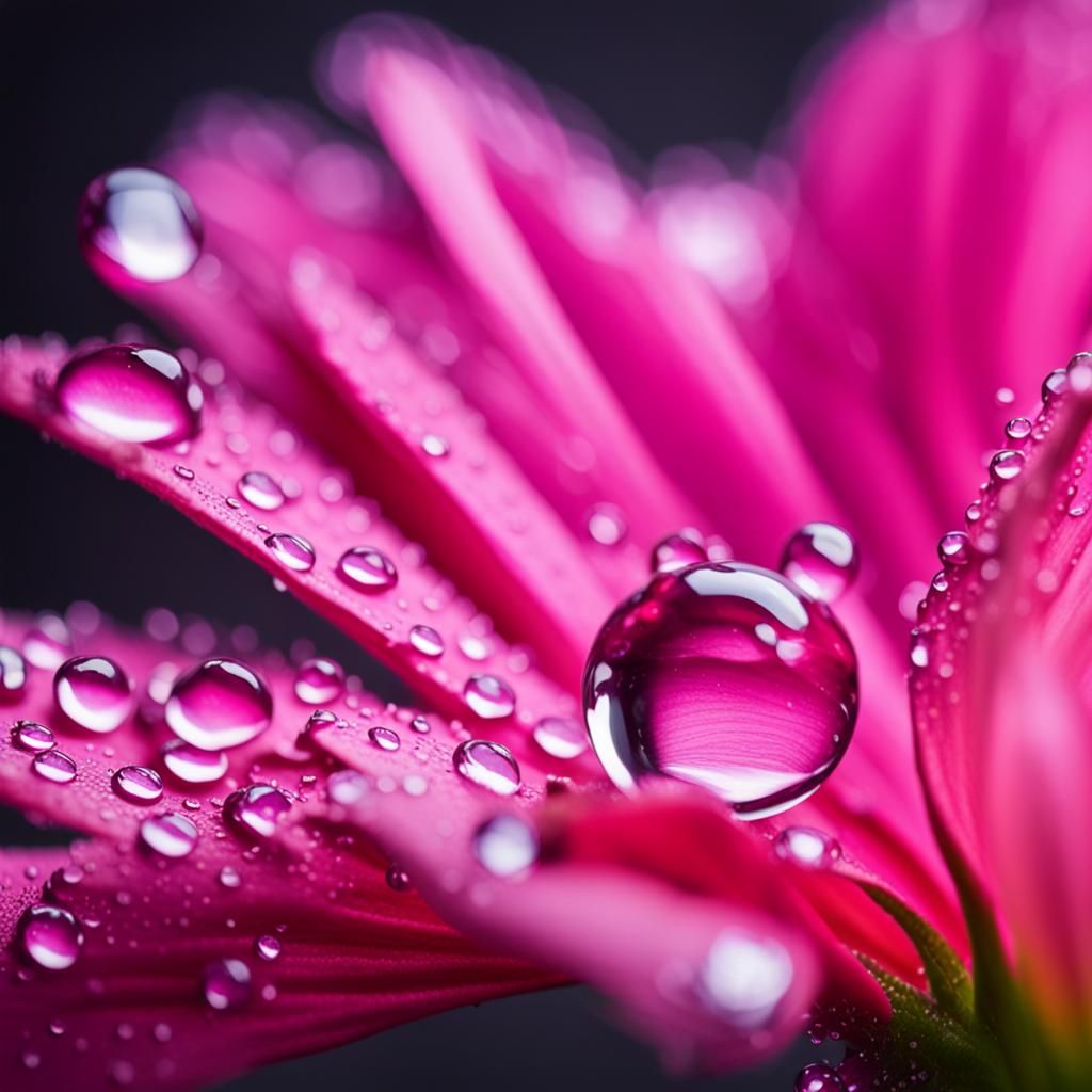 Macro Photograph of a Pink Flower with Waterdrop