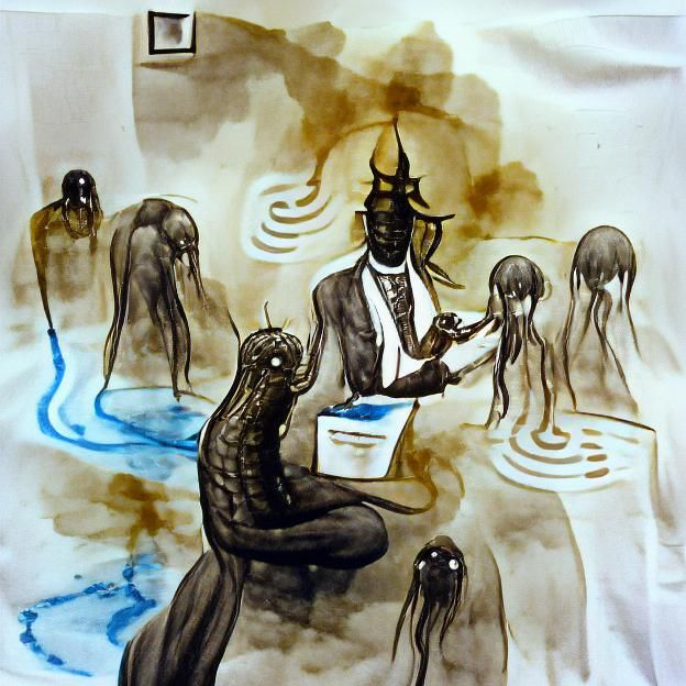 Nyarlathotep Communicating with Followers in Ink