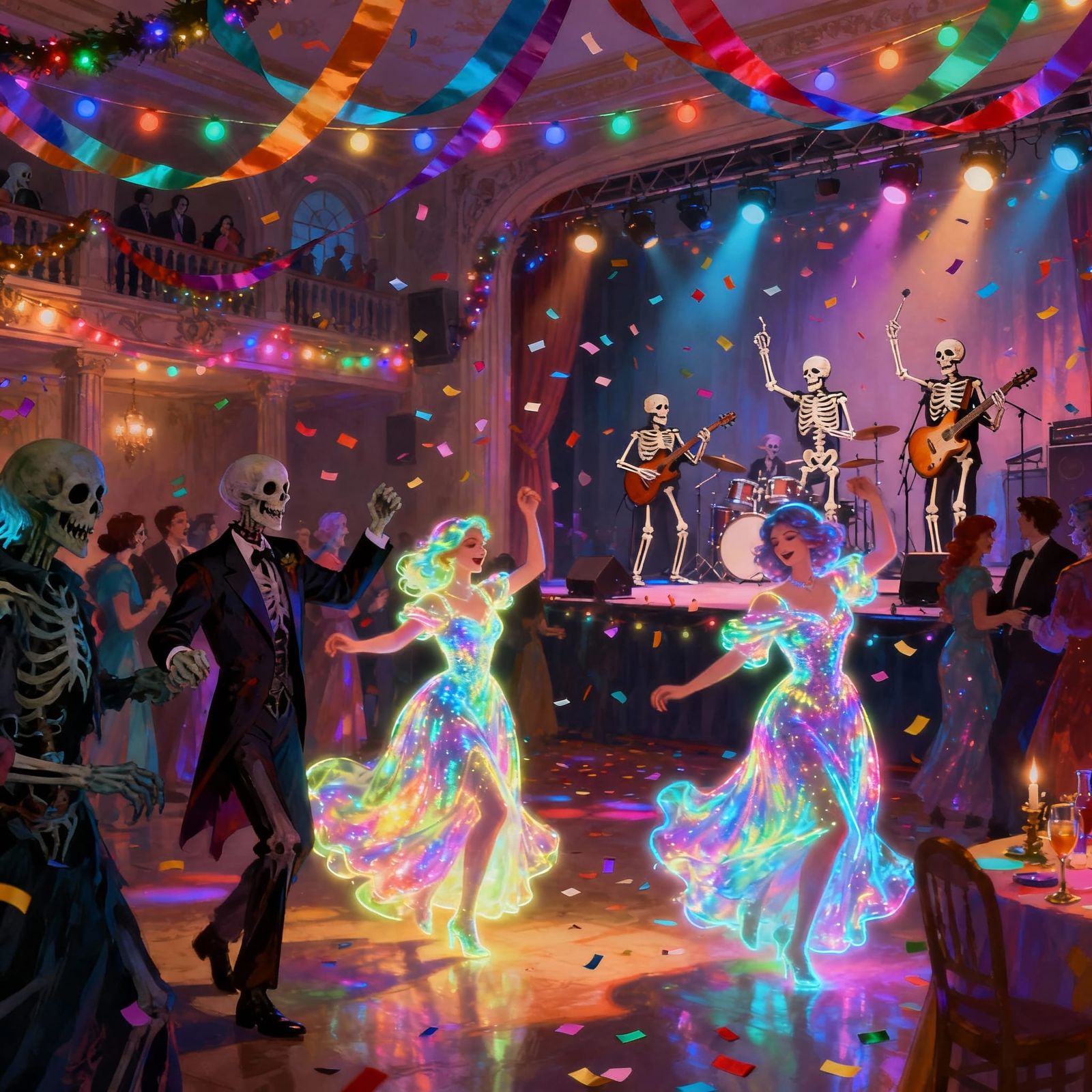 Undead Guests Dance at Festive Crypt Party