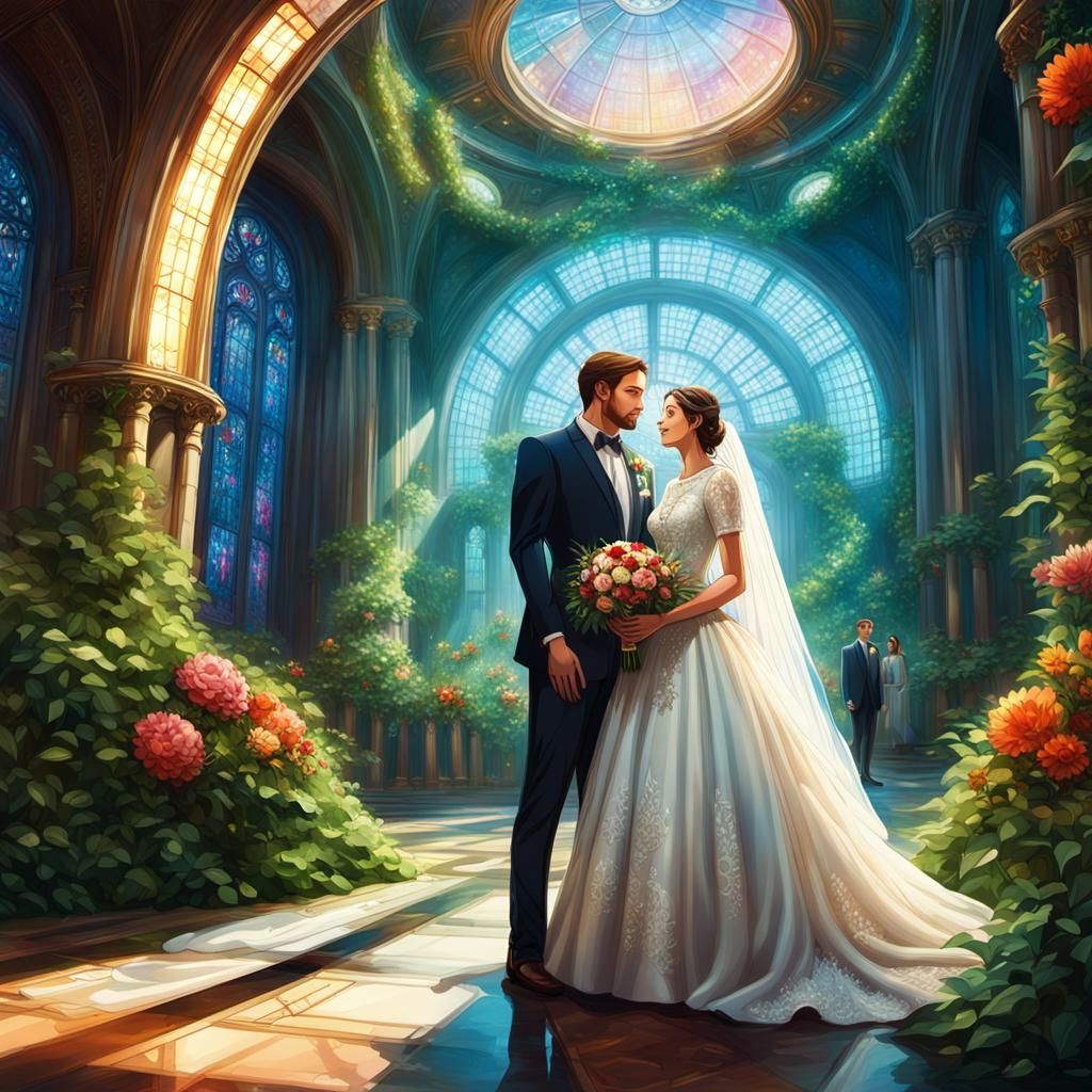 Space Station Wedding in Hyperrealistic Concept Art