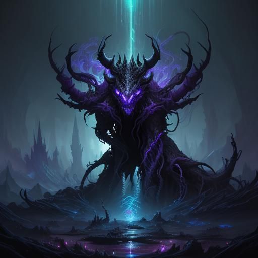 Bioluminescent Creature in Dark Fantasy Art Nouveau