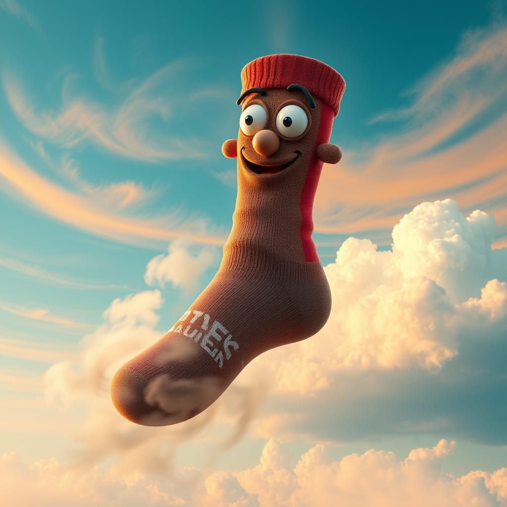 Whimsical Sock in Dreamy Sky