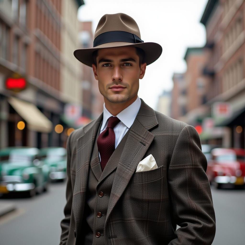 1950s Menswear Portrait in Retro City Style
