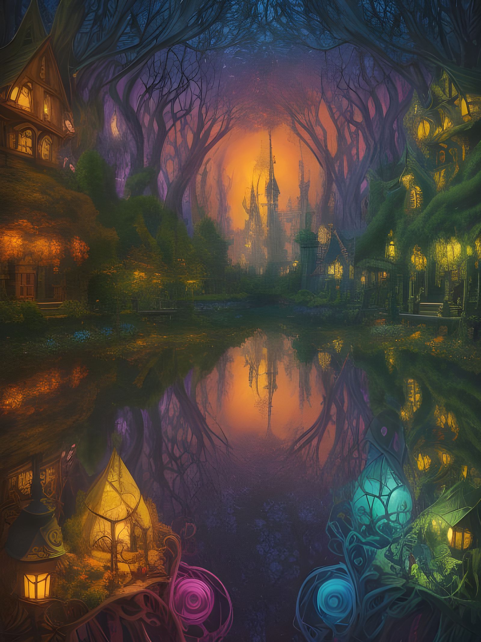 Magical Fairytale Village Optical Illusion in 3D