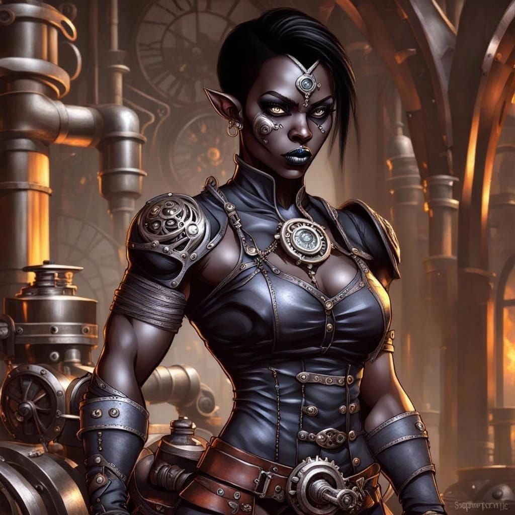 Muscle-Bound Female Drow Warrior