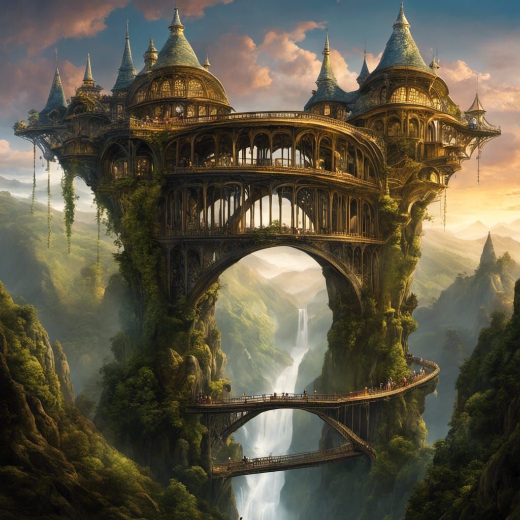 Extravagant Elven Bridge in Art Nouveau Style