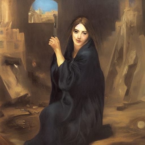 Woman in Ruins: A Romanticism Portrait in Dark Academia Styl...