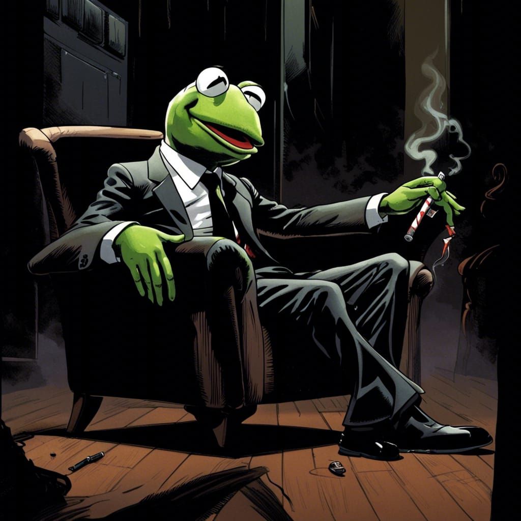 Kermit Frog Noir: Comic Book Style