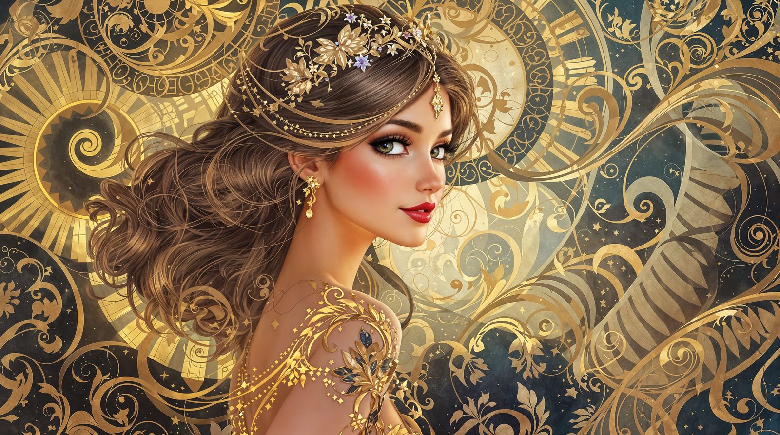 Ethereal Beauty in Vibrant Cartoon Splendor