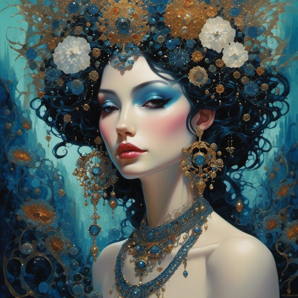 Dark Fantasy Medieval Knight in Alcohol Ink Style