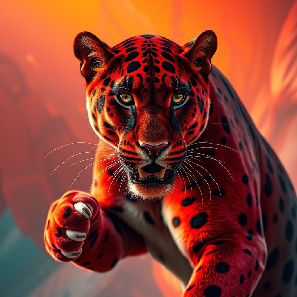 Red Velvet Panther with Dynamic Lighting