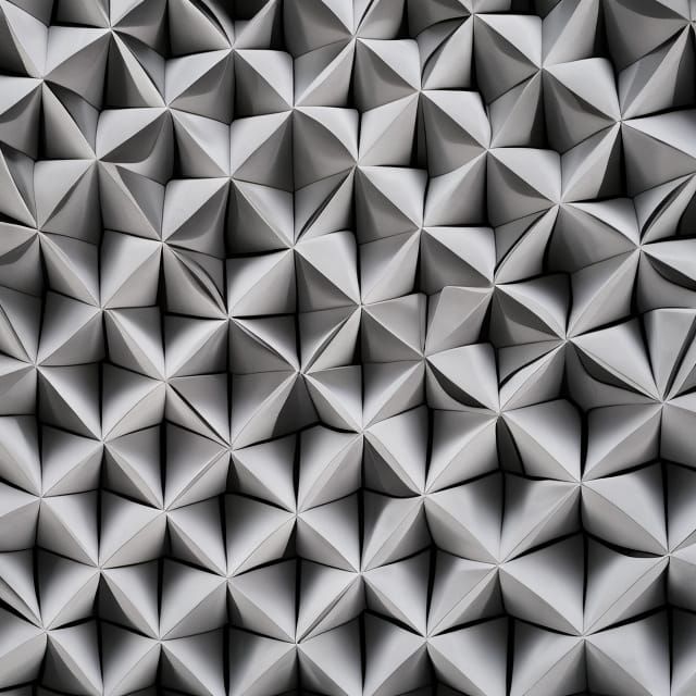 Photorealistic Origami Wall in Brutalist Building
