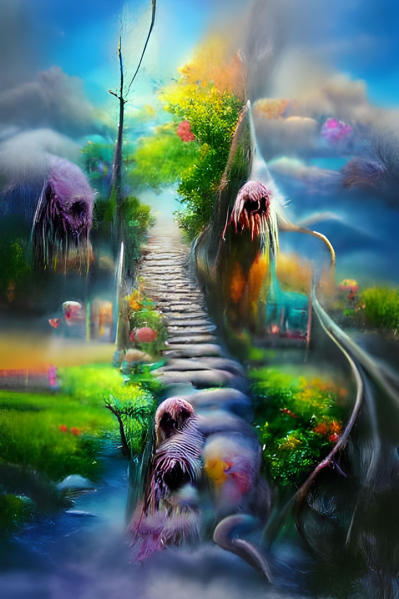 Morbid Path to Nowhere in Hyperrealistic Acrylic Art