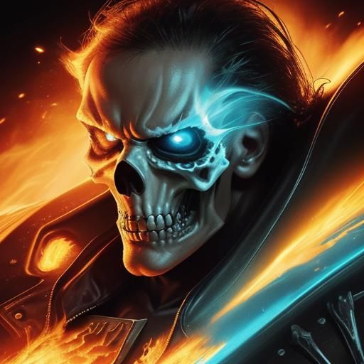 Hyperrealistic Ghost Rider Splash Art