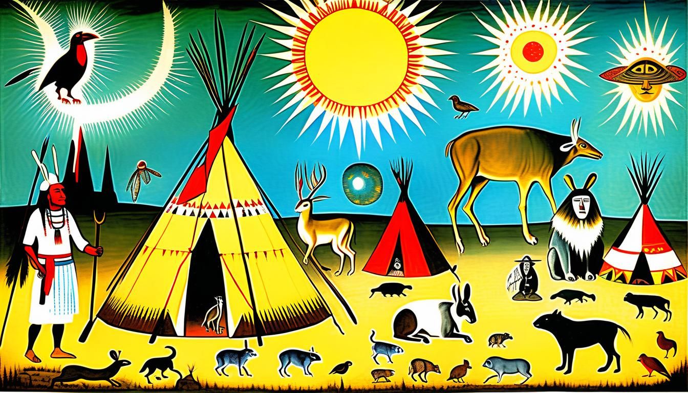 Surreal Native American Village Inspired by Bosch