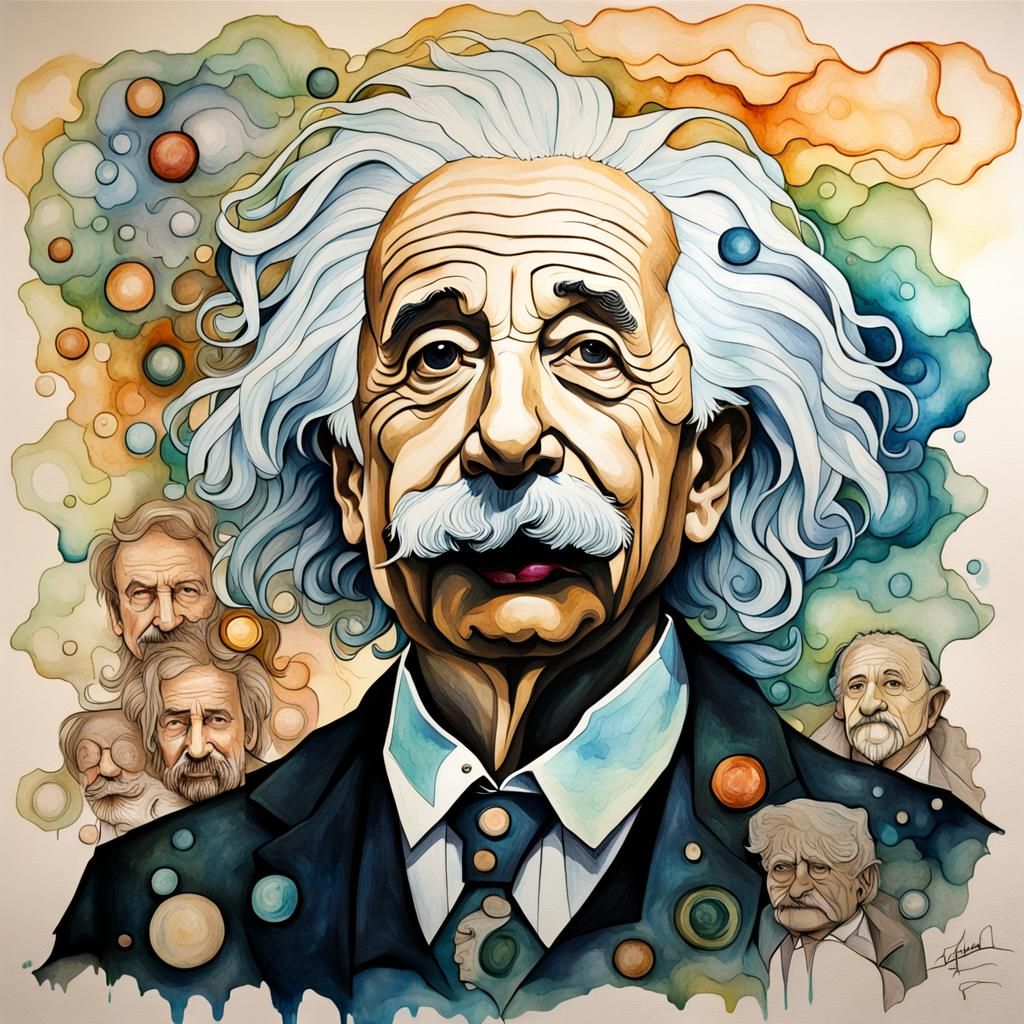 Einstein Meets Politicians: Alcohol Ink Portrait
