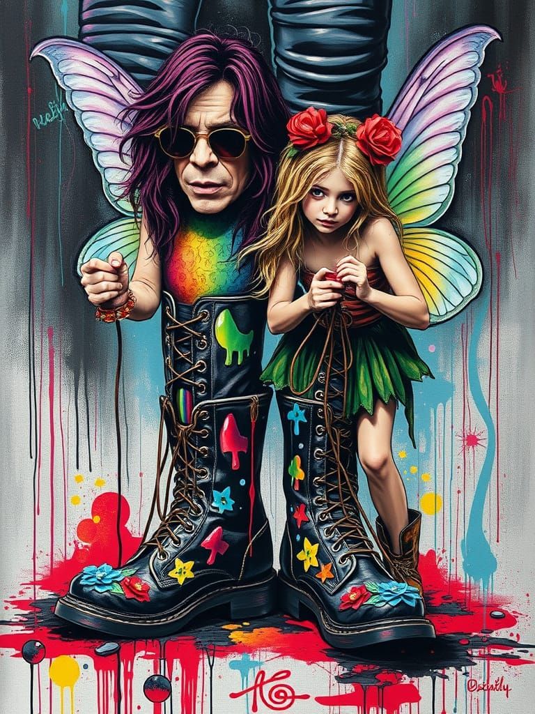 Ozzy Osbourne Fairies in Graffiti Street Art