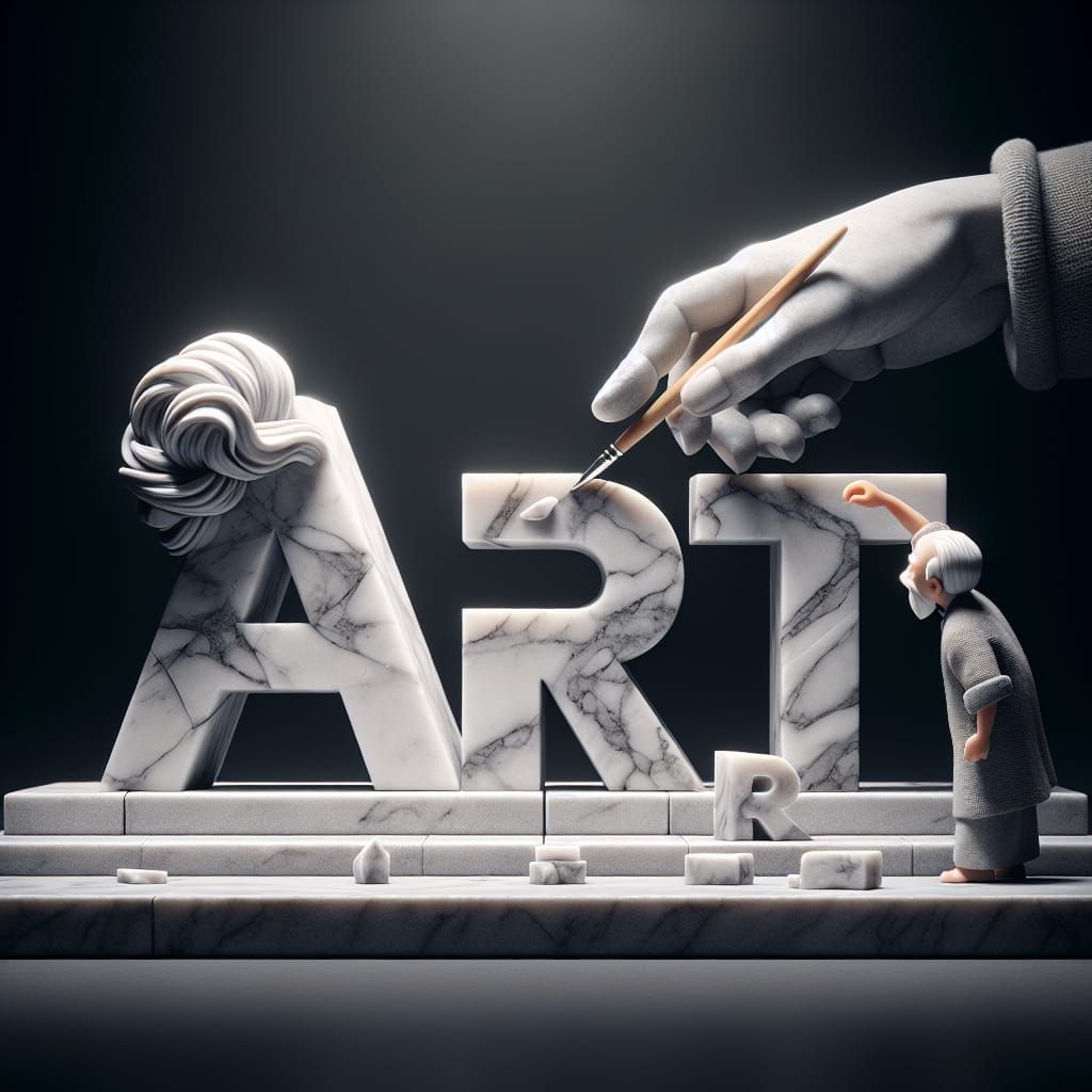 Chibi Sculptor Creates Marble Art: Hyperrealistic Scene