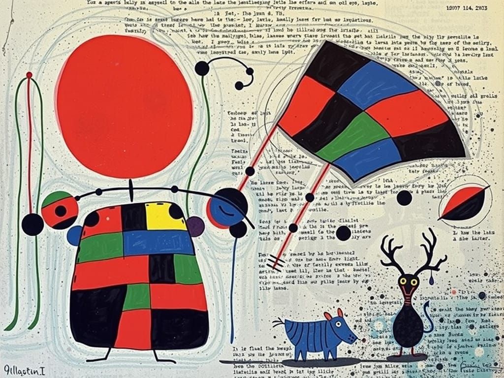 Surrealistic Mid Century Abstract Masterpiece in Whimsical B...