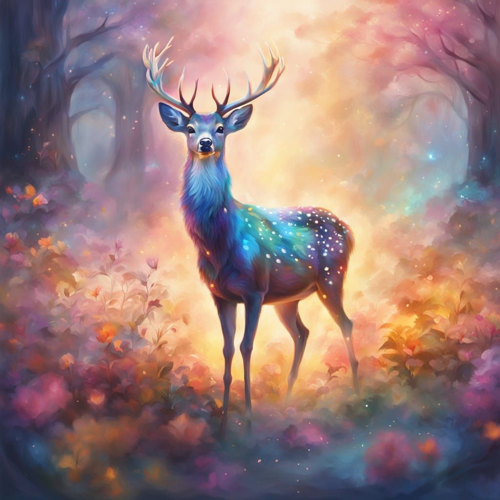 Ethereal Deer-Like Being of Light and Petals