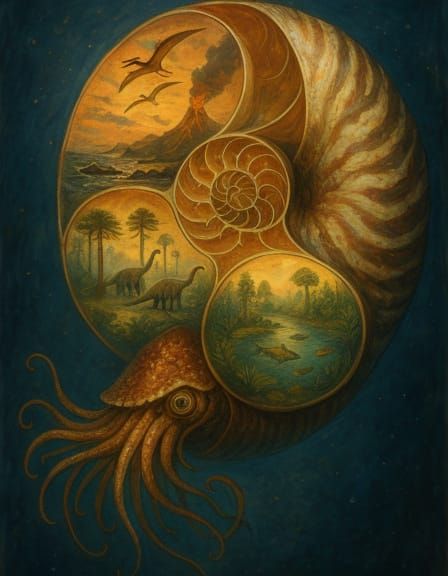 Bioluminescent Nautilus in Surreal Dreamscape
