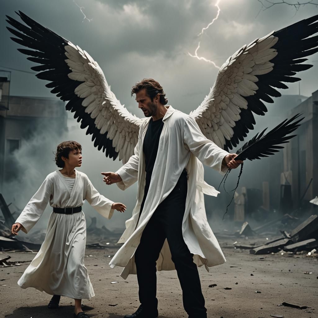 Epic Angel Battle with Desperate Man