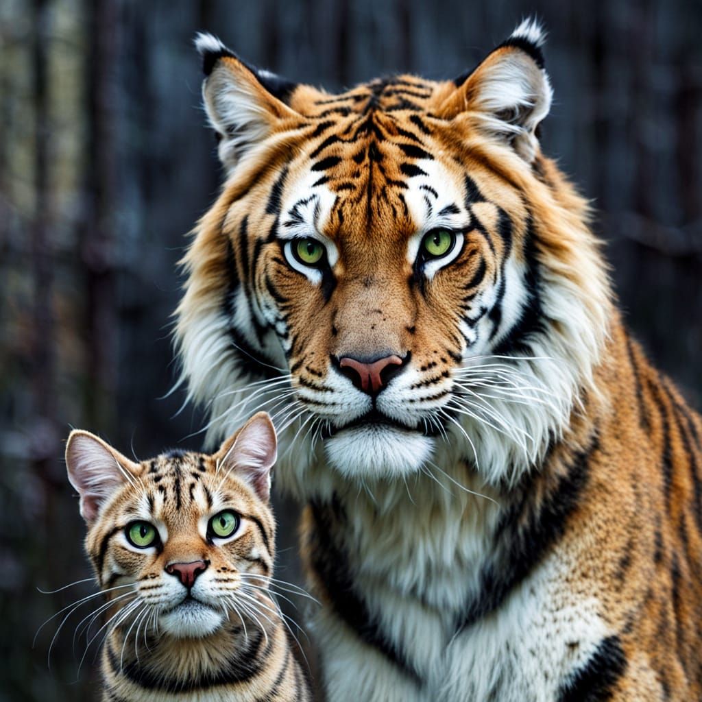 Sabertooth Tiger and House Cat Together