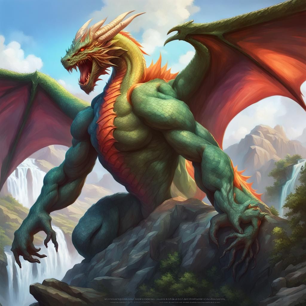 Dragon-Human Hybrid Portrait with Vibrant Colors