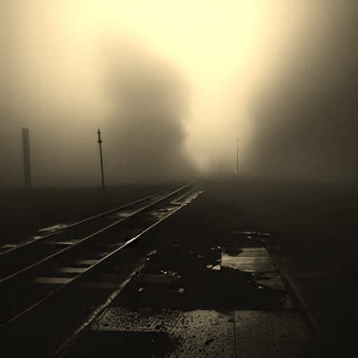 Dystopian Urban Ruin: Waves, Smoke, and Giant Dogs