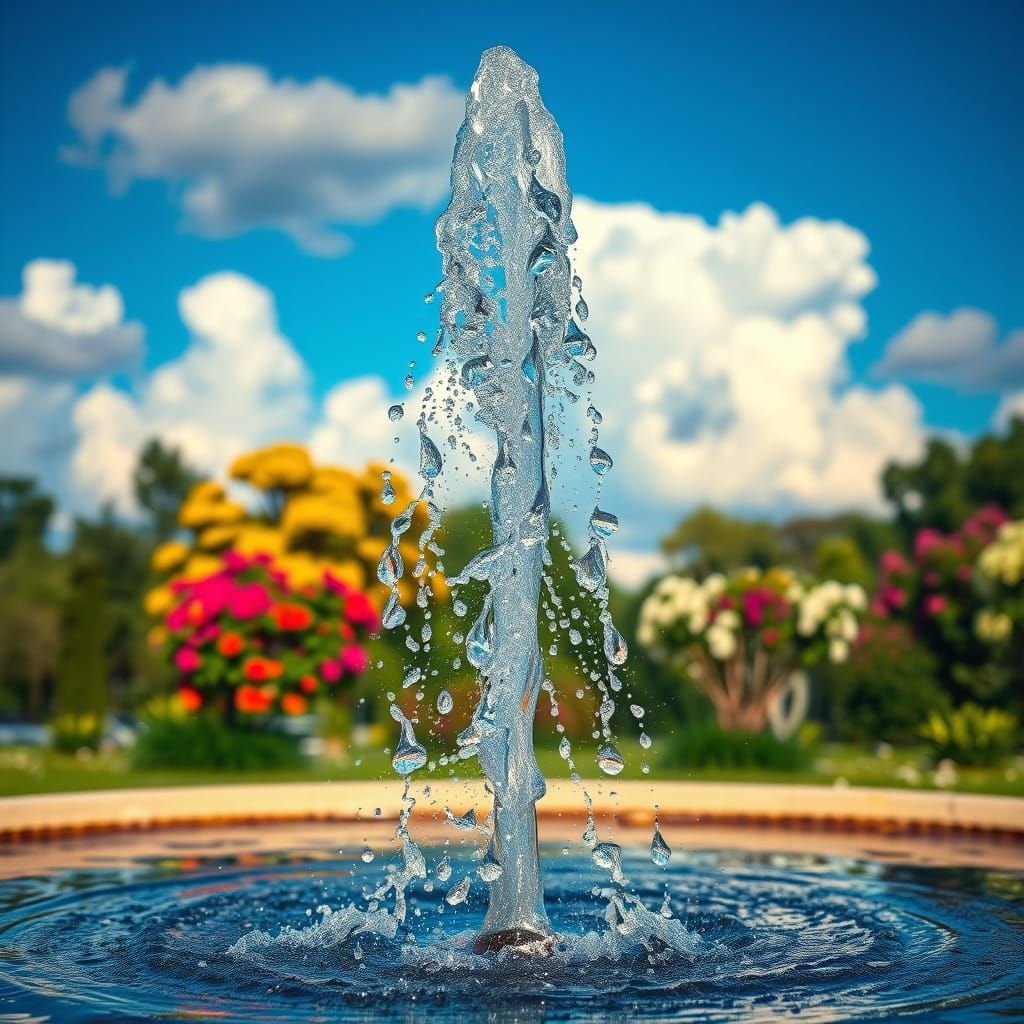 Fountain of Vibrant Hues: A Digital Art Masterpiece