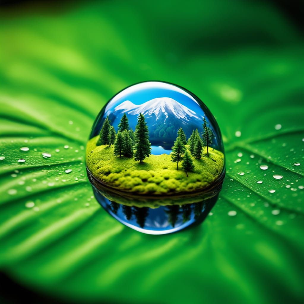 Miniature Crater Lake in Water Drop