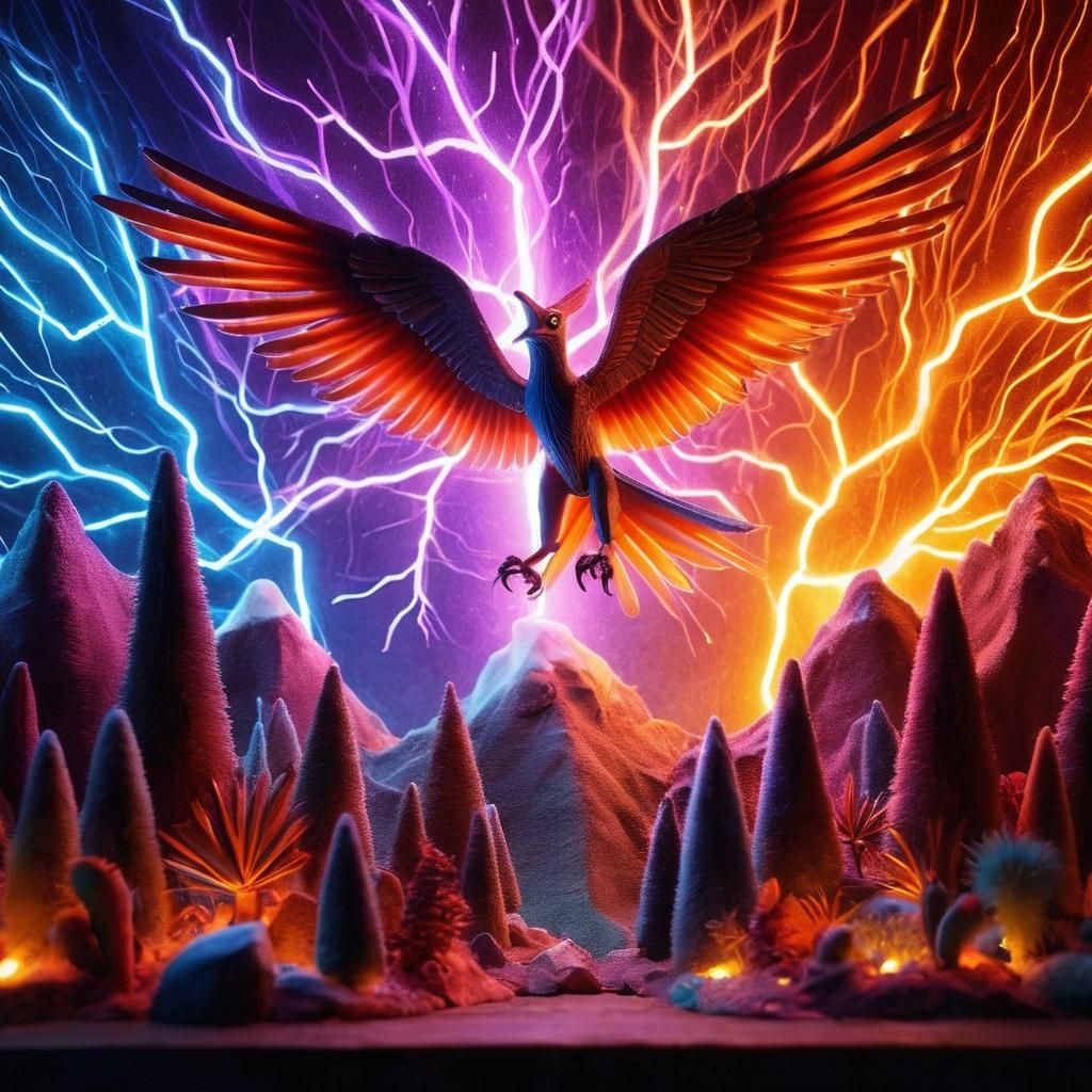 Vibrant Thunderbird in Mexican Folk Art Diorama