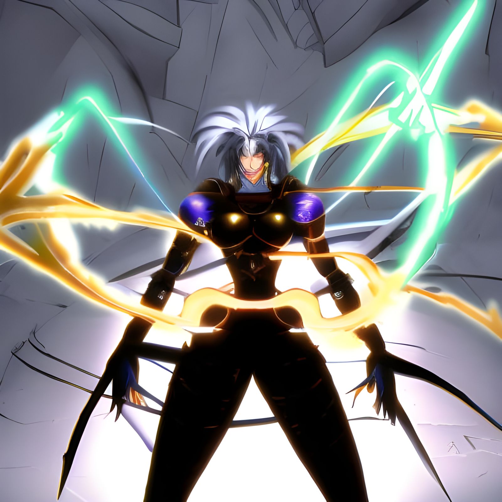 Kaiyn in 90s Anime Style Ink Drawing