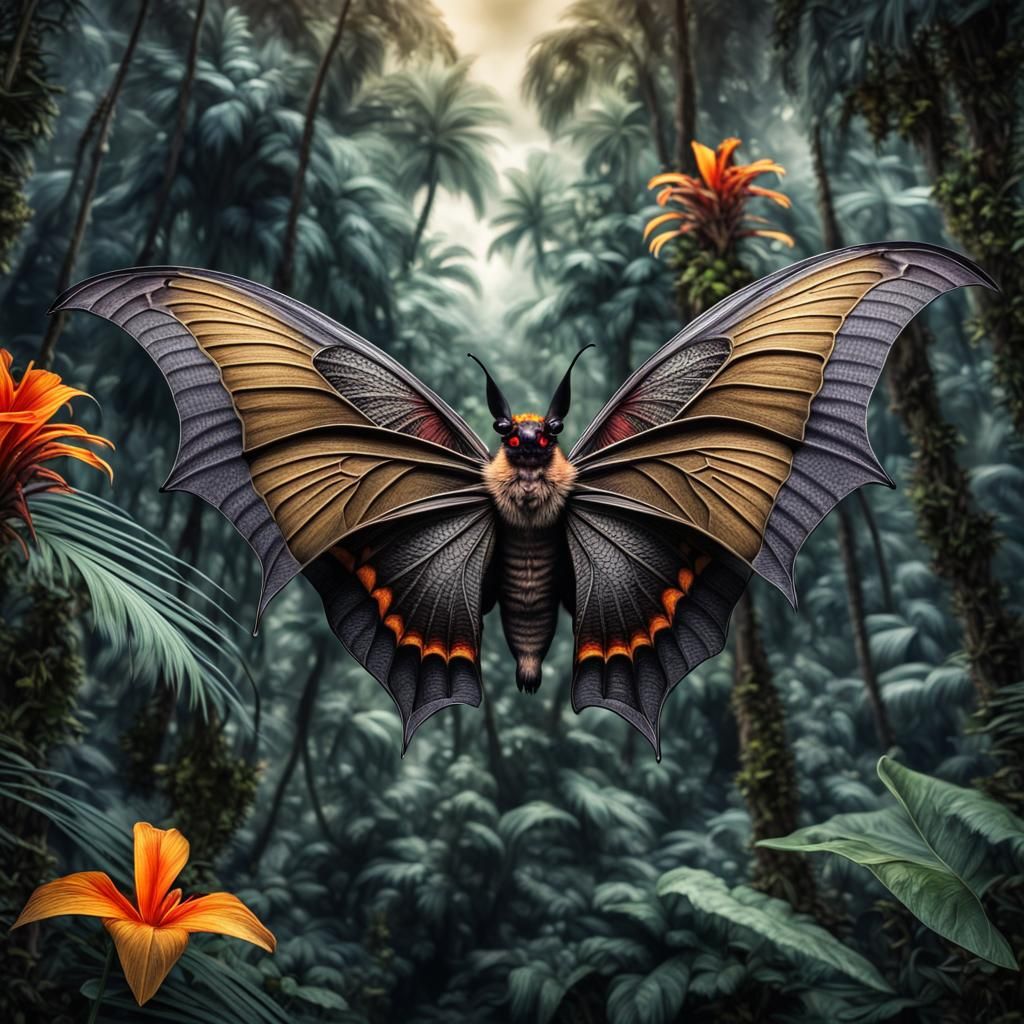 Rare Butterfly Bat Hybrid Exploring Floral Tropics!!