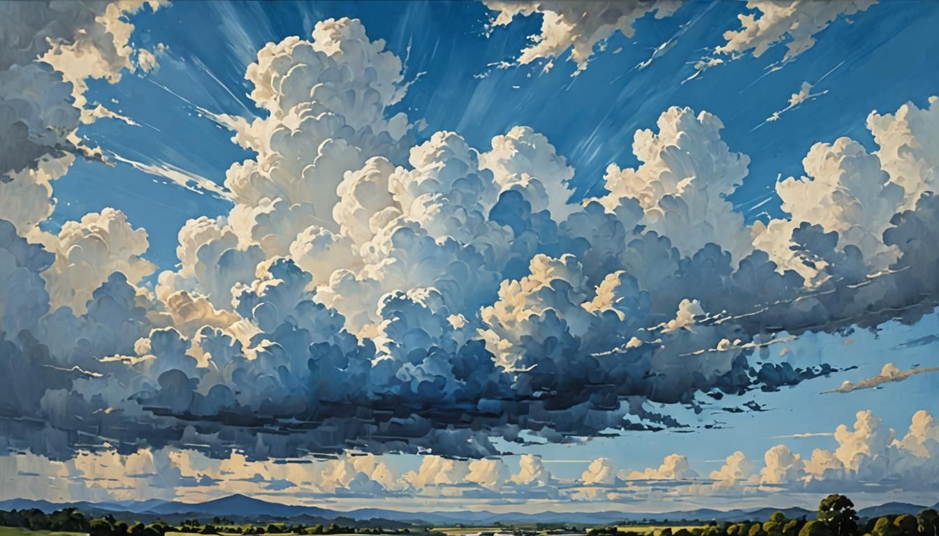 Dynamic Sky with Palette Knife Painting Technique