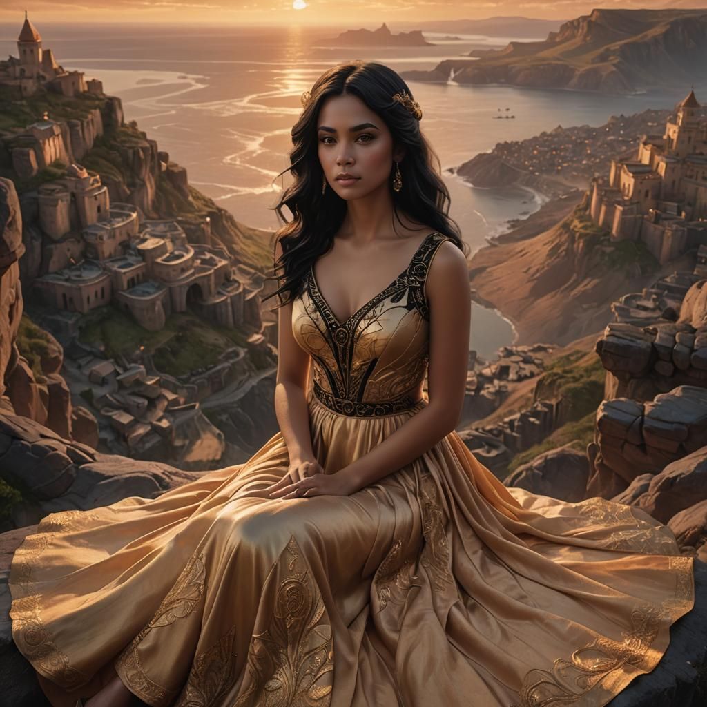 Sunset Girl: Fantasy Concept Art in Orange and Teal