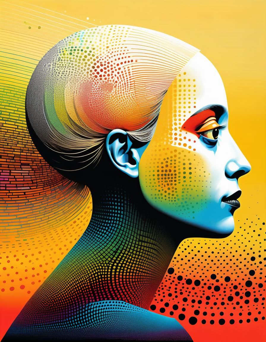 Abstract Halftone Humanity in Art Brut Style